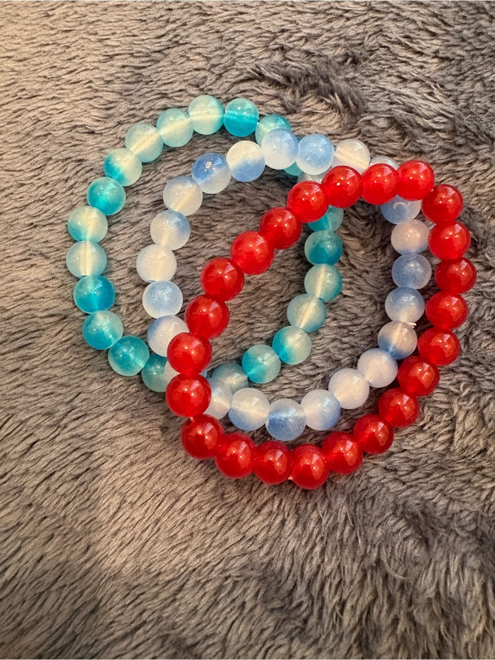 Beaded Stretch Bracelets Red & Blue